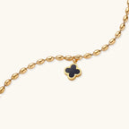 Lucky Clover Beaded Bracelet For Women In 18K Gold Plated Stainless Steel