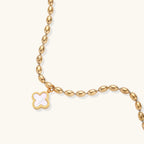 Lucky Clover Beaded Bracelet For Women In 18K Gold Plated Stainless Steel