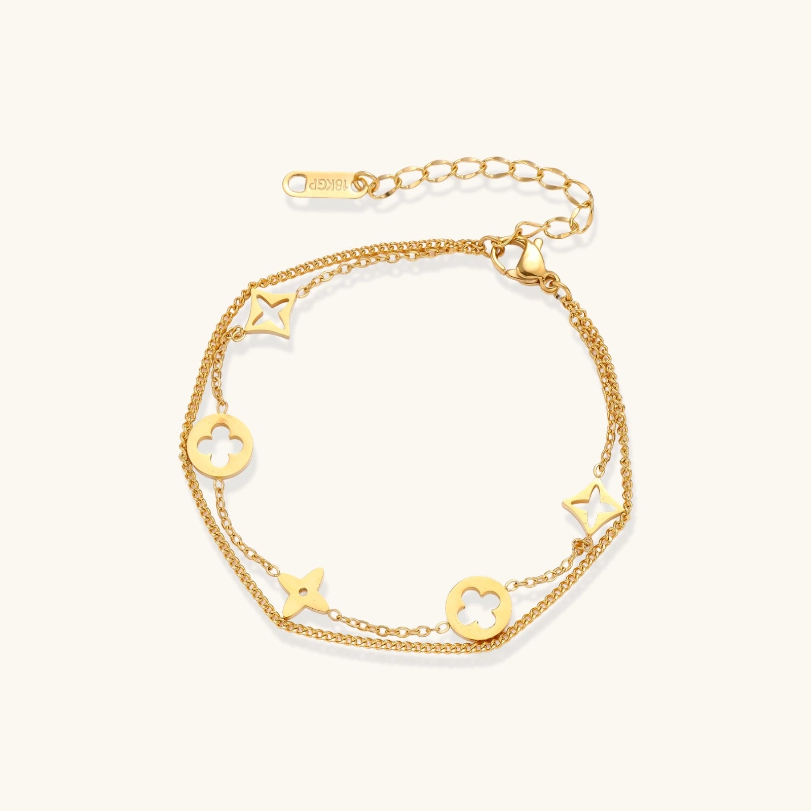 Lucky Star Charm Bracelet For Women In 18K Gold Plated Stainless Steel