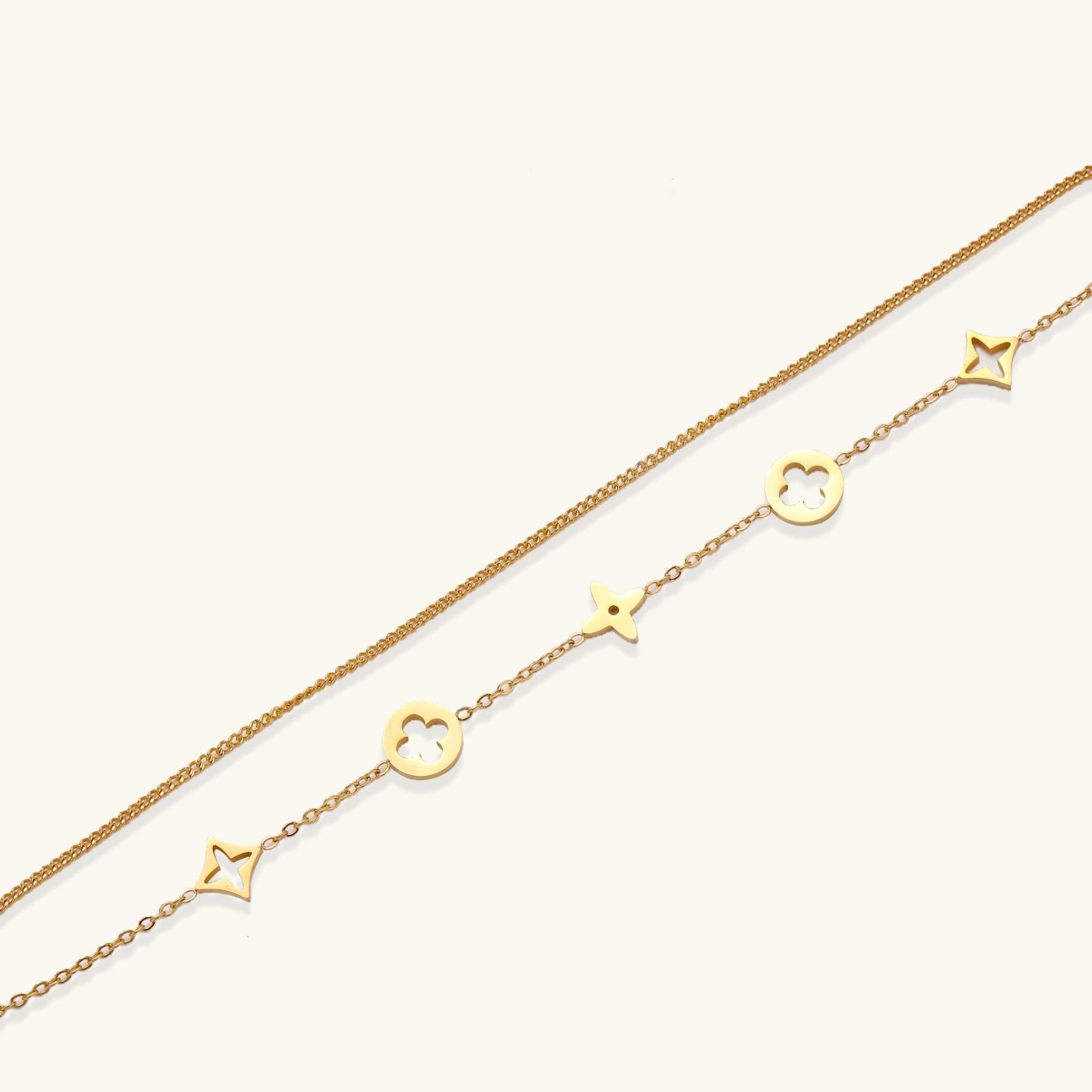 Lucky Star Charm Bracelet For Women In 18K Gold Plated Stainless Steel