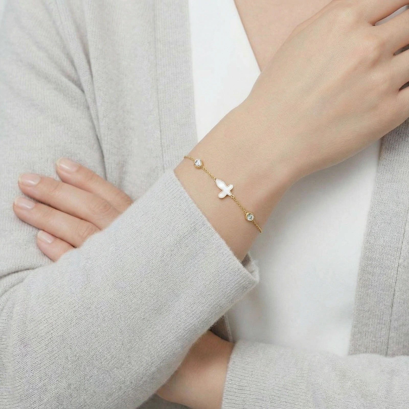Sacred Cross Bracelet For Women In 18K Gold Plated Stainless Steel