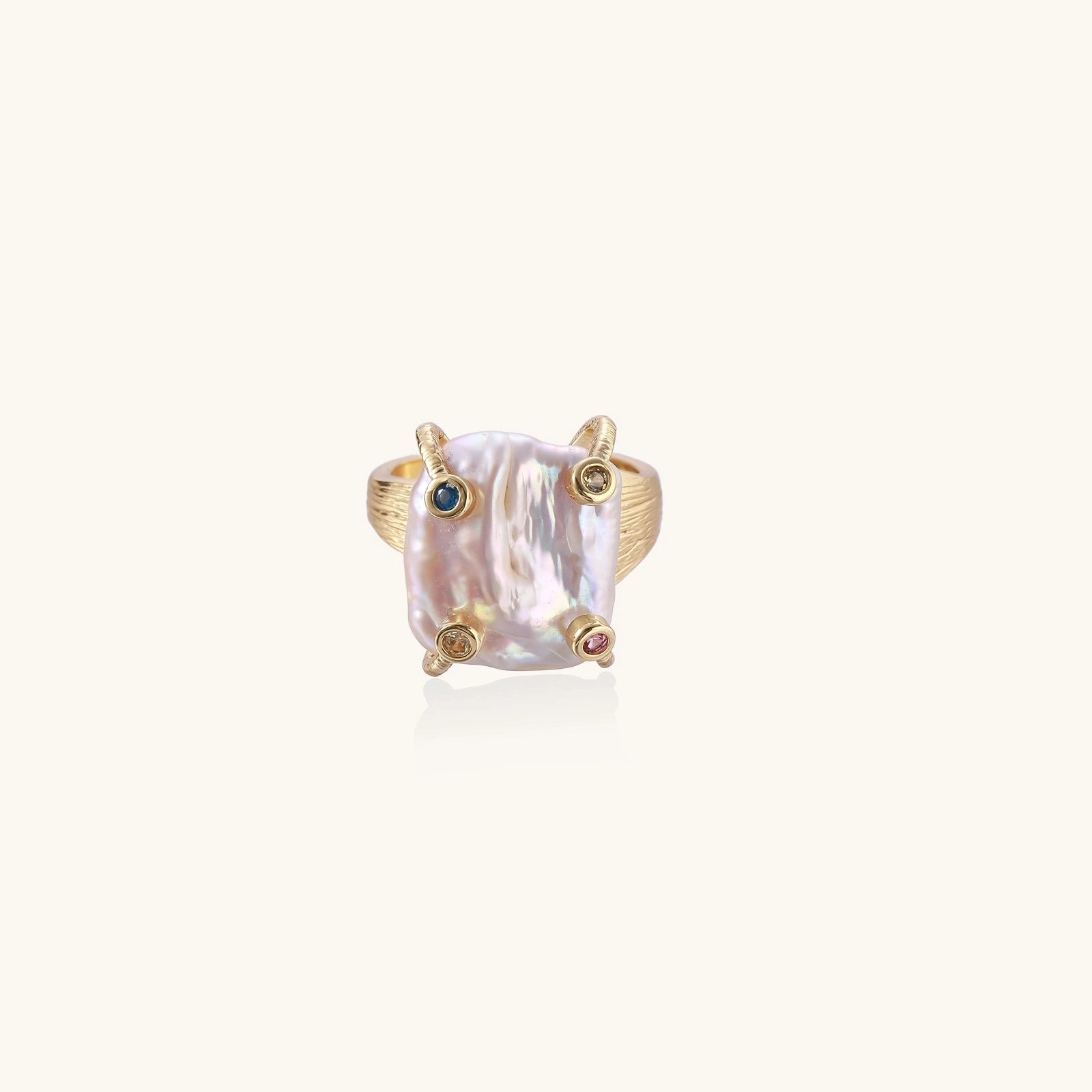 Baroque Pearl Statement Ring In 14K Gold Plated Eco-Brass With Freshwater Pearl