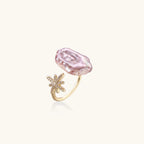 Starlit Pearl Dreams Ring In 14K Gold Plated Eco-Brass With Freshwater Pearl