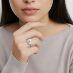 Pearl Halo Dreams Ring In Rhodium Plated S925 Silver With Freshwater Pearl