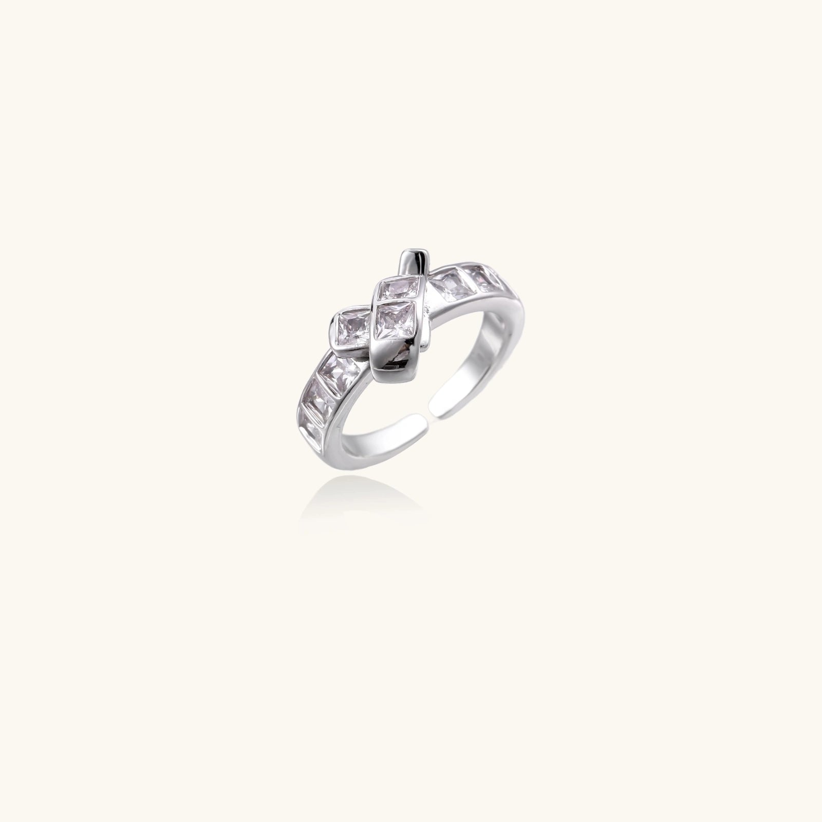 Pixel Dreams Ring In White Gold Plated Eco-Brass With Zirconia