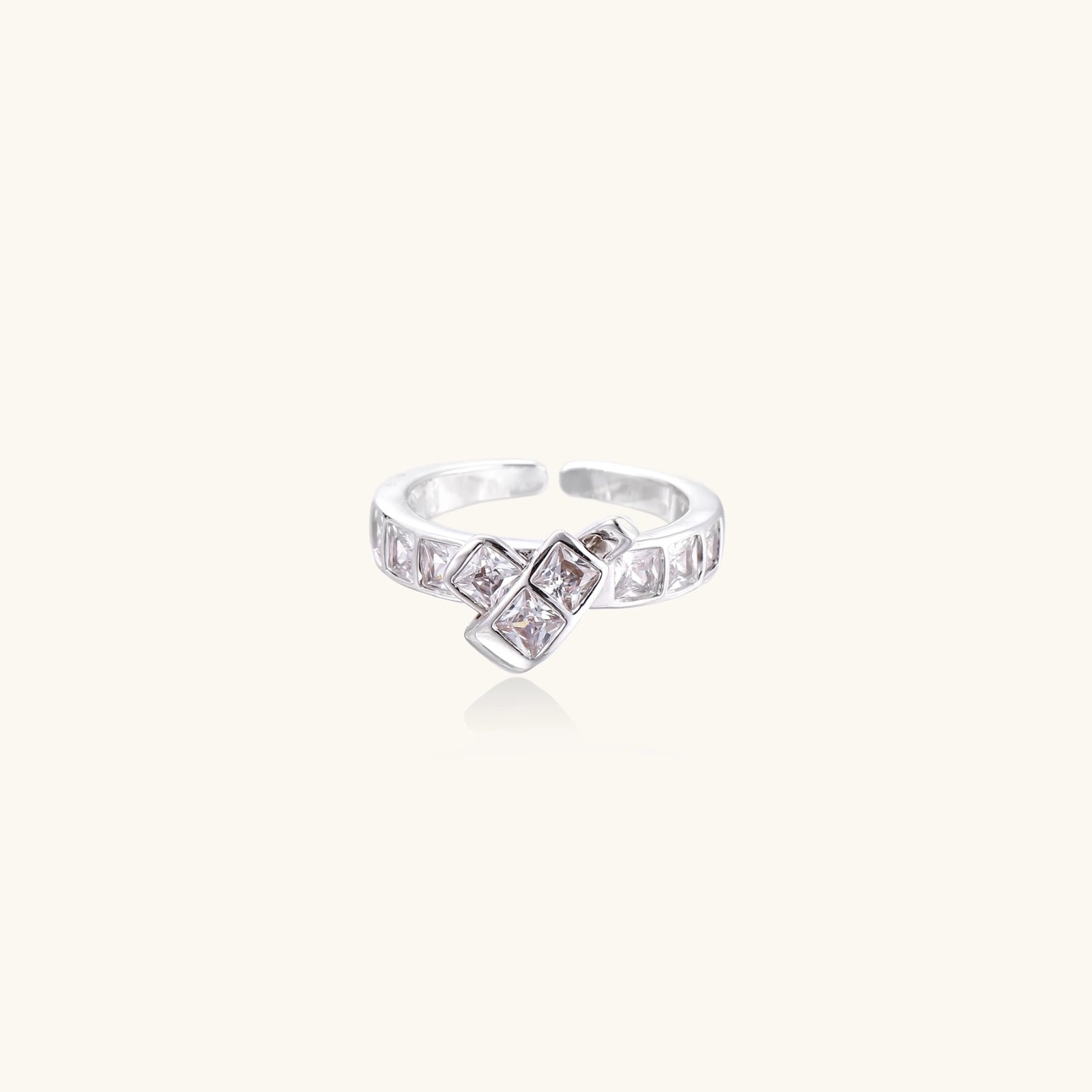 Pixel Dreams Ring In White Gold Plated Eco-Brass With Zirconia