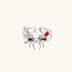 Crimson Spider Ring In White Gold Plated Eco-Brass With Zirconia