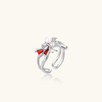 Crimson Spider Ring In White Gold Plated Eco-Brass With Zirconia