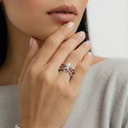 Crimson Spider Ring In White Gold Plated Eco-Brass With Zirconia