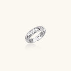 Geo Triangle Band In White Gold Plated Eco-Brass With Zirconia