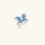 Azure Butterfly Ring For Women In White Gold Plated Eco-Brass
