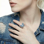 Azure Butterfly Ring For Women In White Gold Plated Eco-Brass