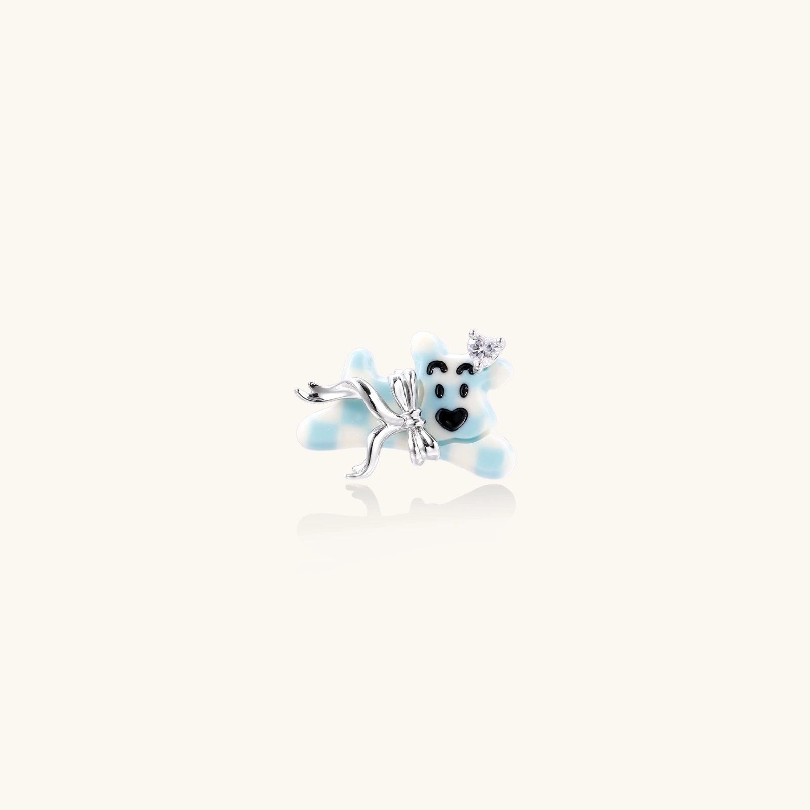 Dreamy Panda Flower Ring In White Gold Plated Eco-Brass With Zirconia