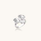 Pearl Orchid Ring In White Gold Plated Eco-Brass With Zirconia