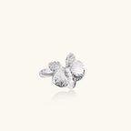 Pearl Orchid Ring In White Gold Plated Eco-Brass With Zirconia