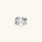 Chain Bridge Cuff Ring For Women In White Gold Plated Eco-Brass