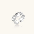 Chain Bridge Cuff Ring For Women In White Gold Plated Eco-Brass