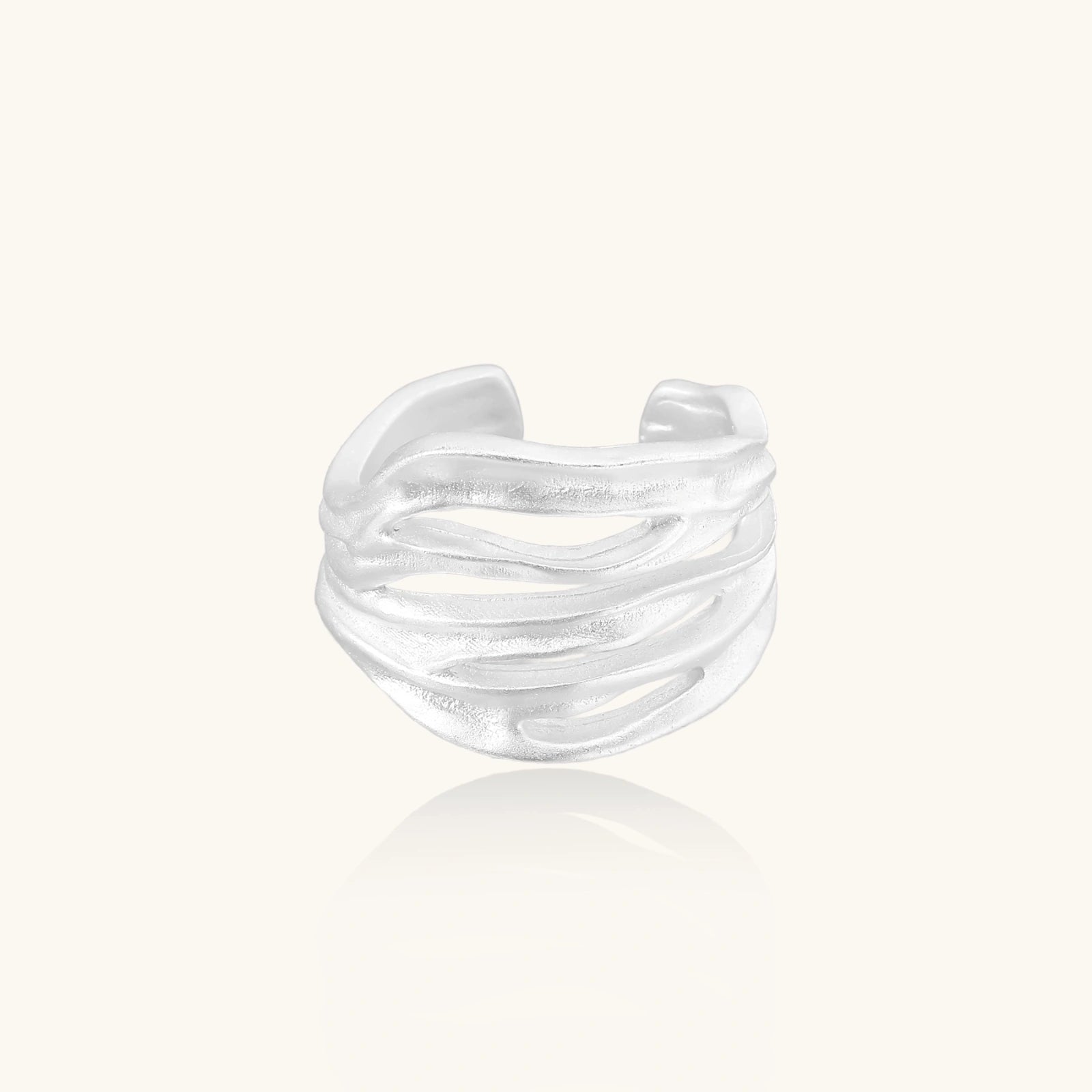 Ridge Wave Ring For Women In 925 Sterling Silver