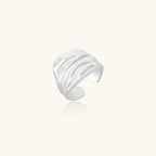 Ridge Wave Ring For Women In 925 Sterling Silver