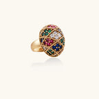 Empress Mosaic Ring In 18K Gold Plated Eco-Brass With Zirconia