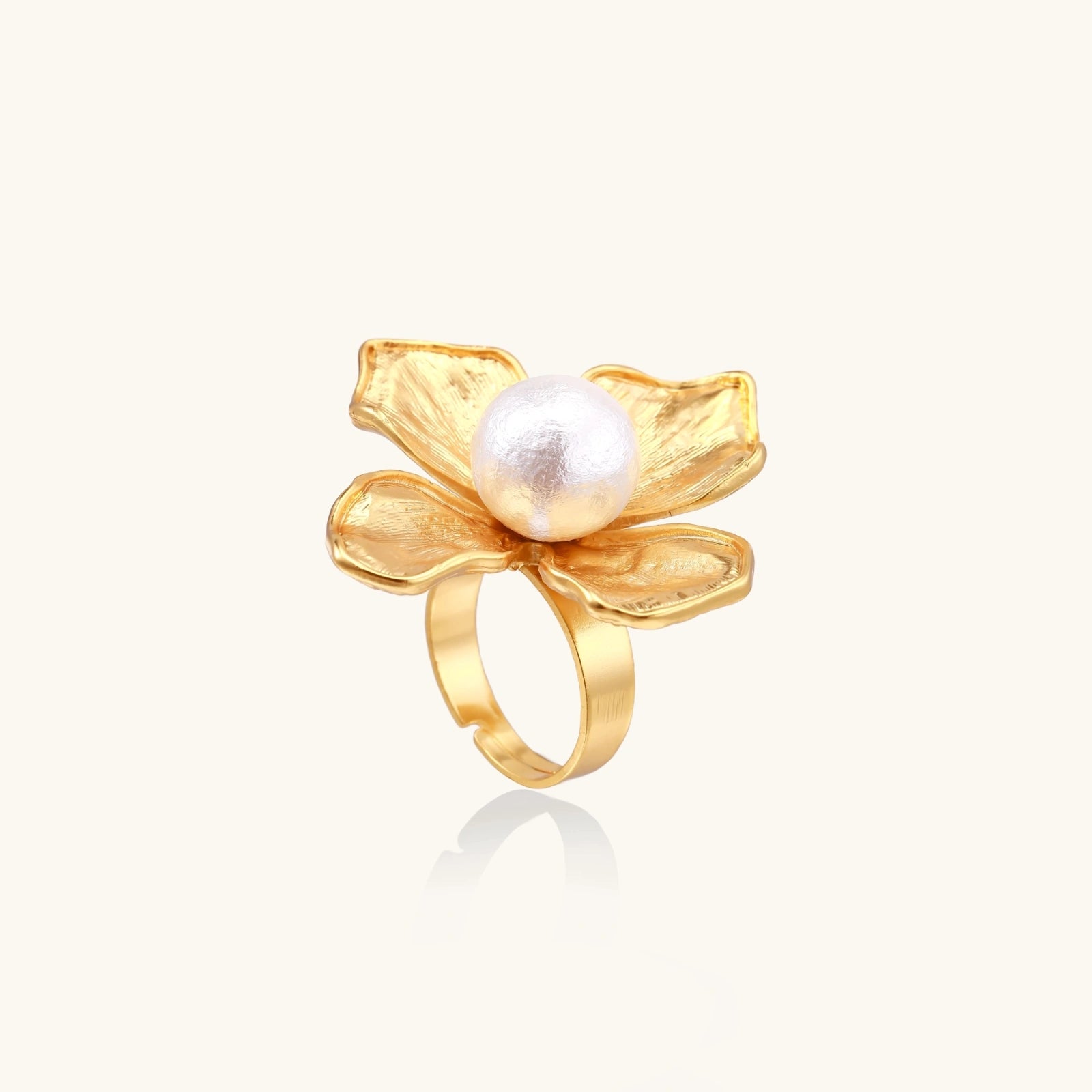 Blooming Pearl Statement Ring For Women In 18K Gold Plated Eco-Brass