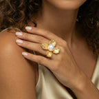 Blooming Pearl Statement Ring For Women In 18K Gold Plated Eco-Brass