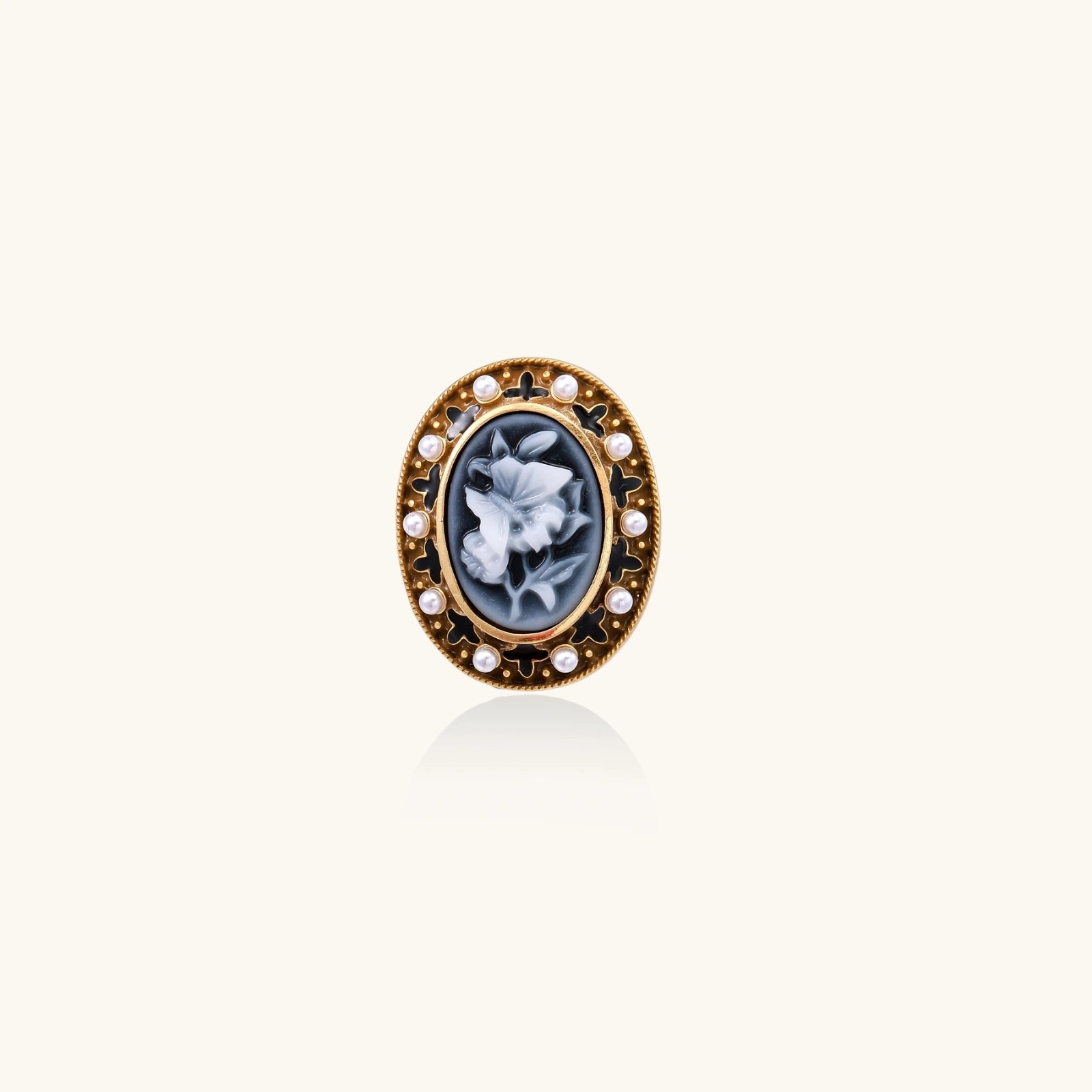 Victorian Rose Cameo Ring In 18K Gold Plated Eco-Brass