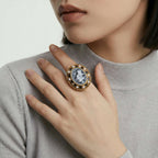 Victorian Rose Cameo Ring In 18K Gold Plated Eco-Brass