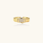 Crystal Power Ring In 18K Gold Plated Eco-Brass With Cubic Zirconia