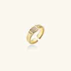 Crystal Power Ring In 18K Gold Plated Eco-Brass With Cubic Zirconia