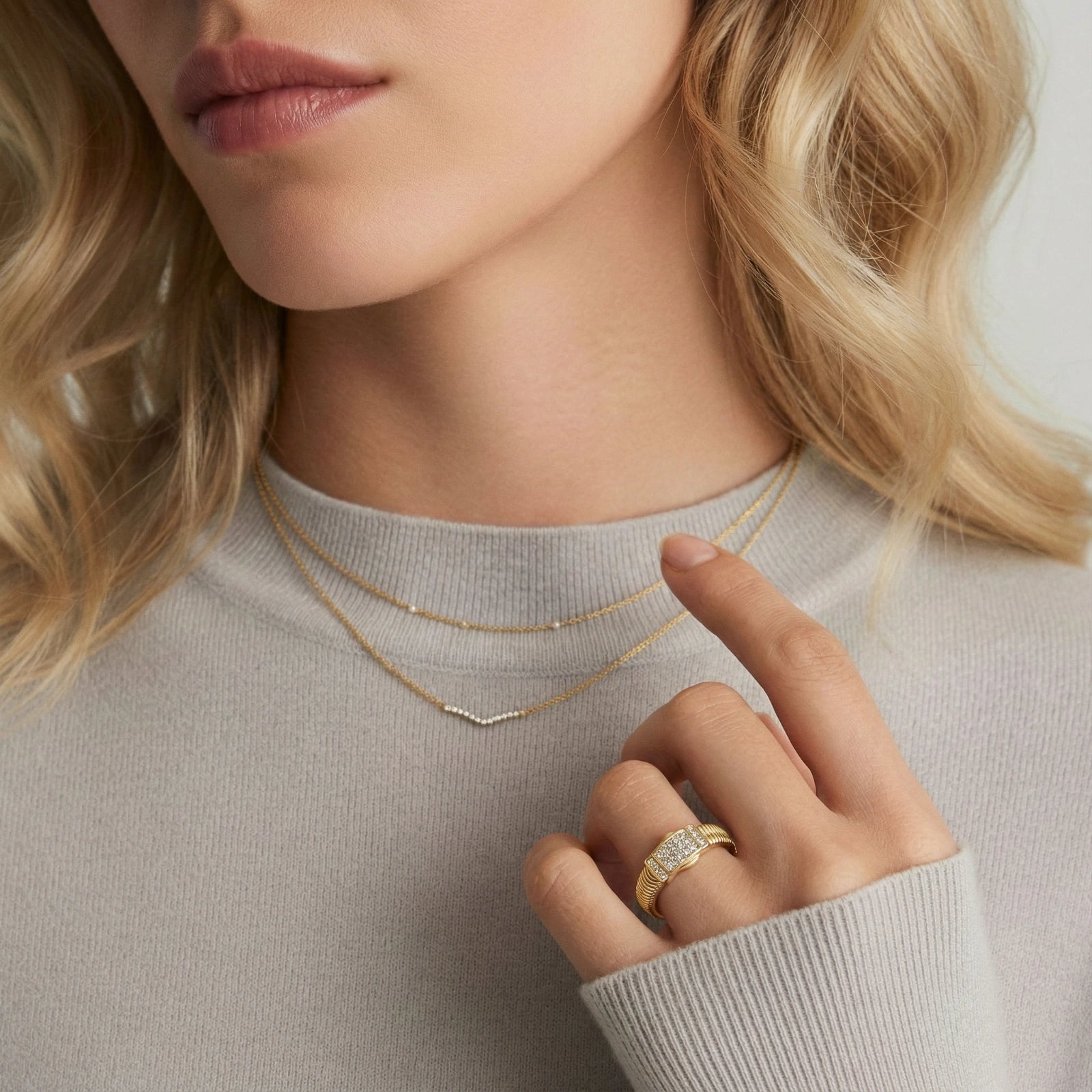 Crystal Power Ring In 18K Gold Plated Eco-Brass With Cubic Zirconia