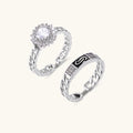 Cosmic Chain Halo Ring In White Gold Plated Eco-Brass With Cubic Zirconia