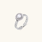 Cosmic Chain Halo Ring In White Gold Plated Eco-Brass With Cubic Zirconia