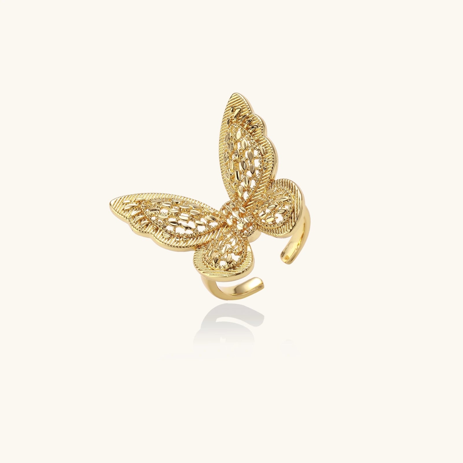 Butterfly Dreams Ring For Women In 18K Gold Plated Eco-Brass With Cubic Zirconia