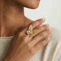 Butterfly Dreams Ring For Women In 18K Gold Plated Eco-Brass With Cubic Zirconia