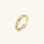 Golden Hour Chain Ring Set In 18K Gold Plated Eco-Brass With Cubic Zirconia