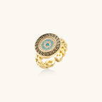 Medusa Guardian Ring In 18K Gold Plated Eco-Brass With Cubic Zirconia