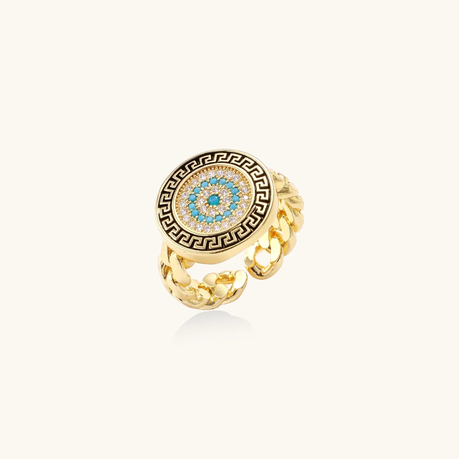 Medusa Guardian Ring In 18K Gold Plated Eco-Brass With Cubic Zirconia