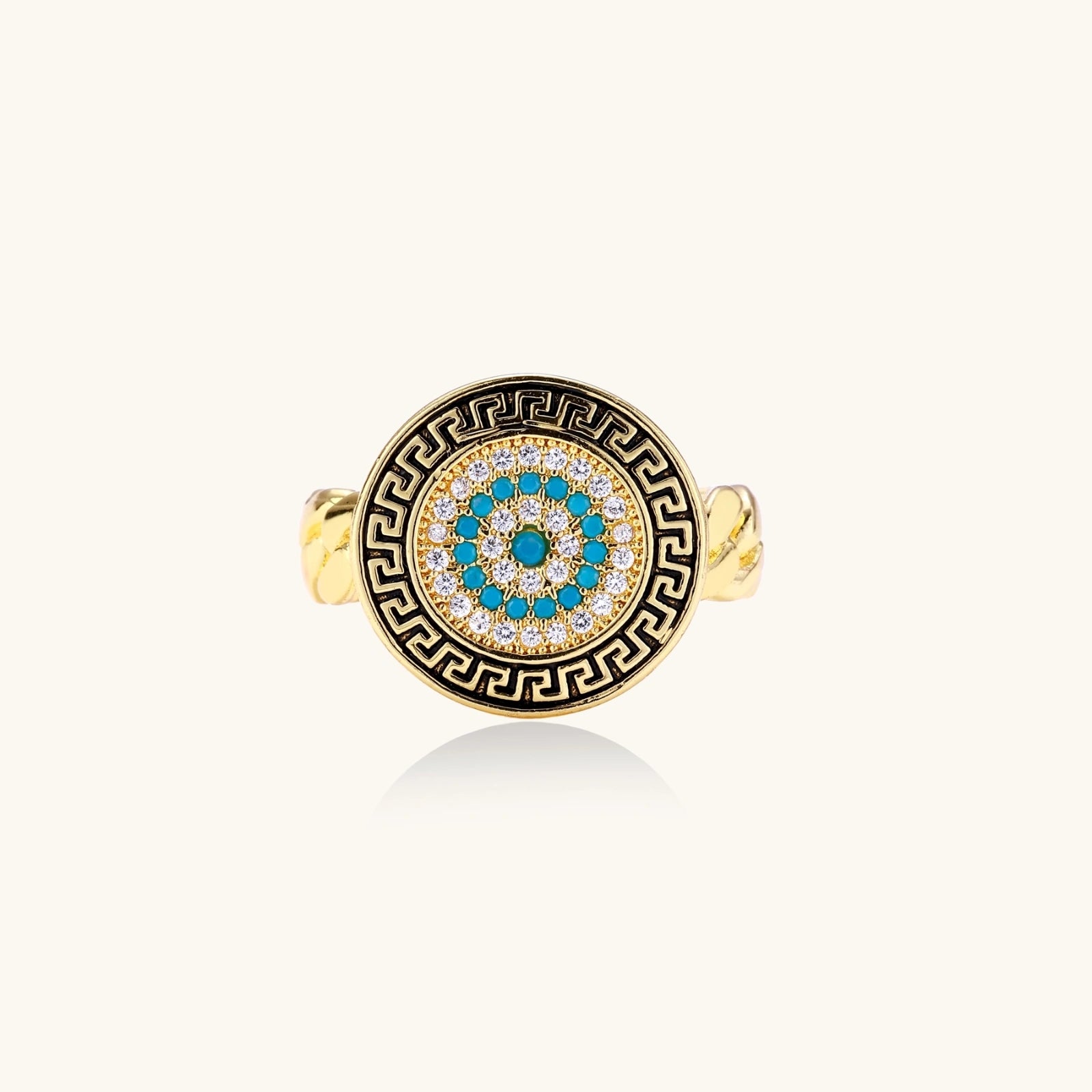 Medusa Guardian Ring In 18K Gold Plated Eco-Brass With Cubic Zirconia