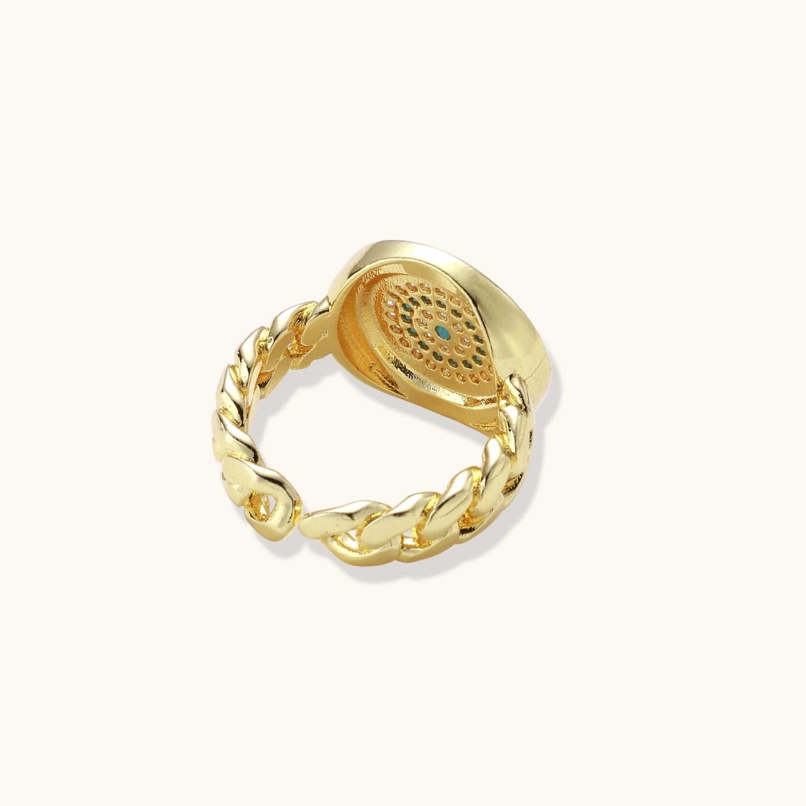 Medusa Guardian Ring In 18K Gold Plated Eco-Brass With Cubic Zirconia
