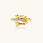 Safety Pin Statement Ring For Women In 18K Gold Plated Eco-Brass