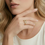 Safety Pin Statement Ring For Women In 18K Gold Plated Eco-Brass