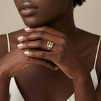 Safety Pin Statement Ring For Women In 18K Gold Plated Eco-Brass