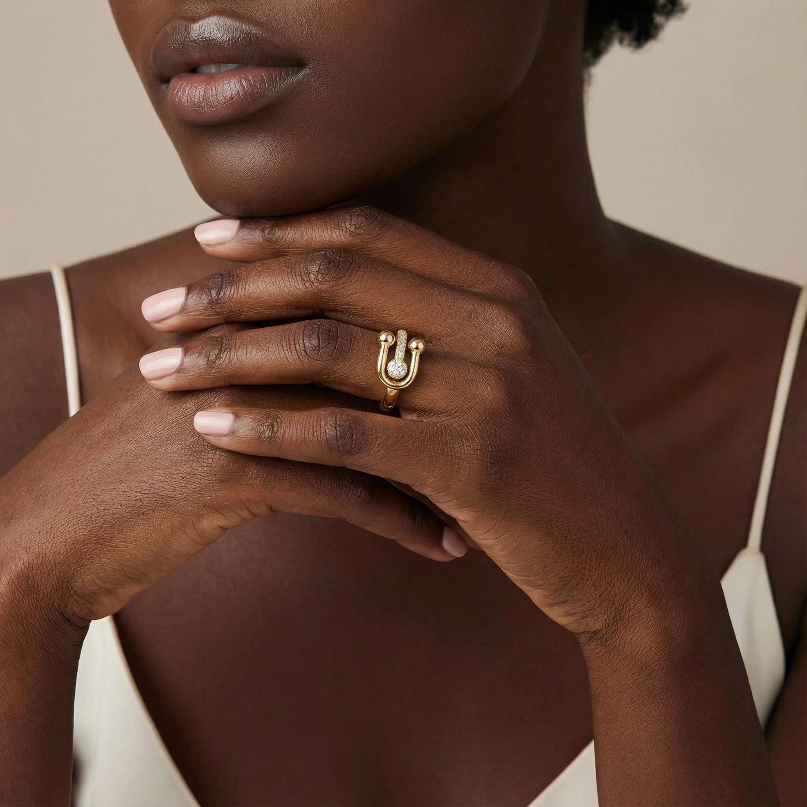 Safety Pin Statement Ring For Women In 18K Gold Plated Eco-Brass