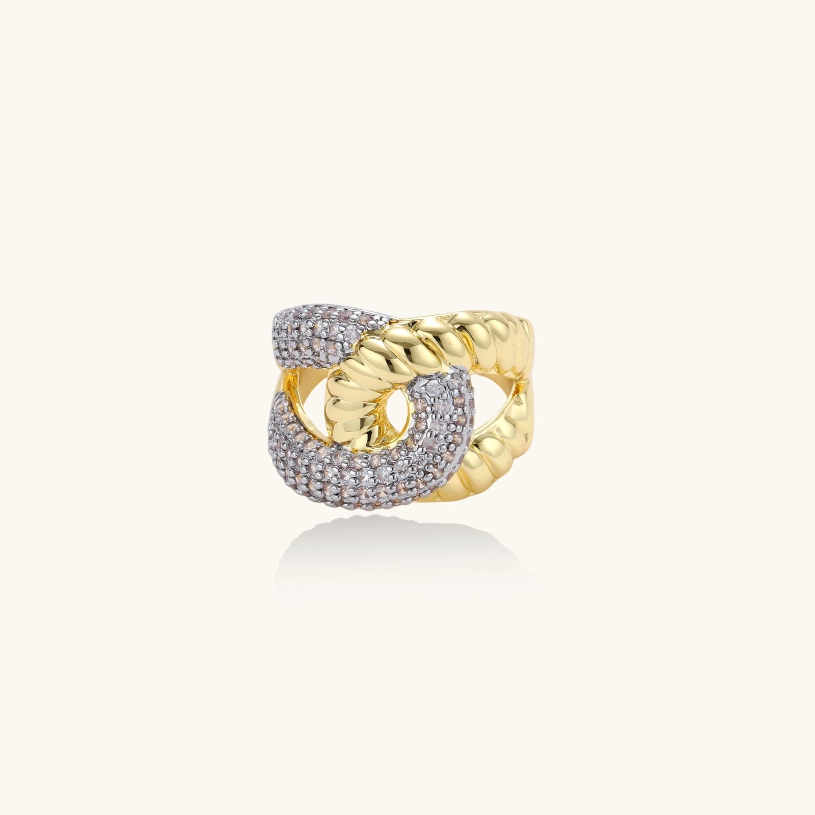 Chain Link Statement For Women Ring In 18K Gold Plated Eco-Brass