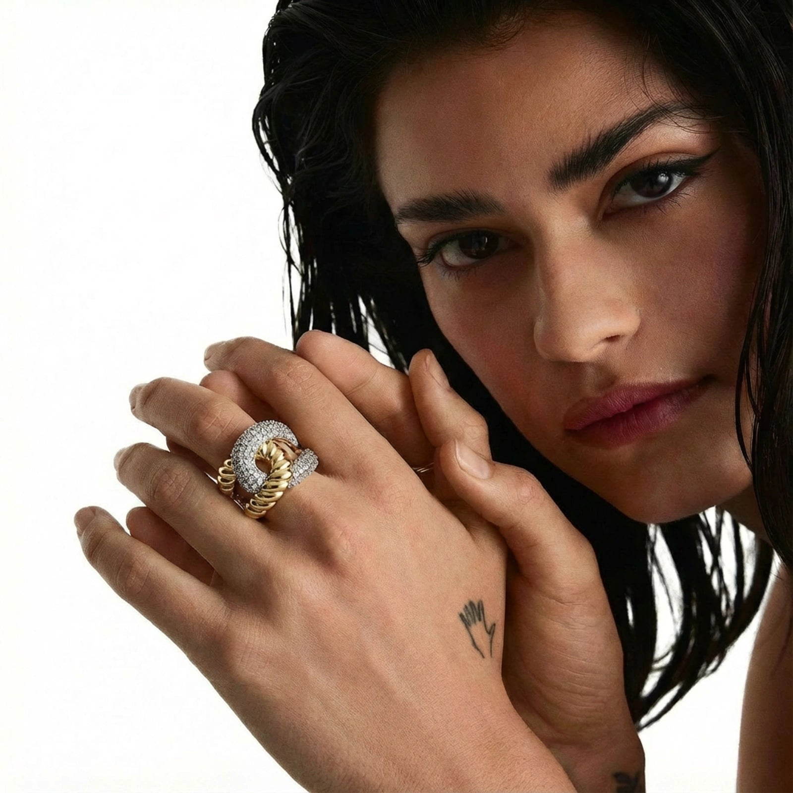 Chain Link Statement For Women Ring In 18K Gold Plated Eco-Brass