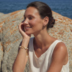 Golden Pearl Chain Bracelet For Women In 14K Gold Plated Eco-Brass