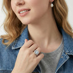 Starlight Halo Ring For Women In 925 Sterling Silver With Moissanite