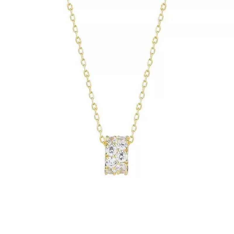 18K gold plated necklace with small cubic zirconia pendant on a fine chain