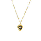 18K gold plated heart pendant necklace with black enamel center and delicate chain